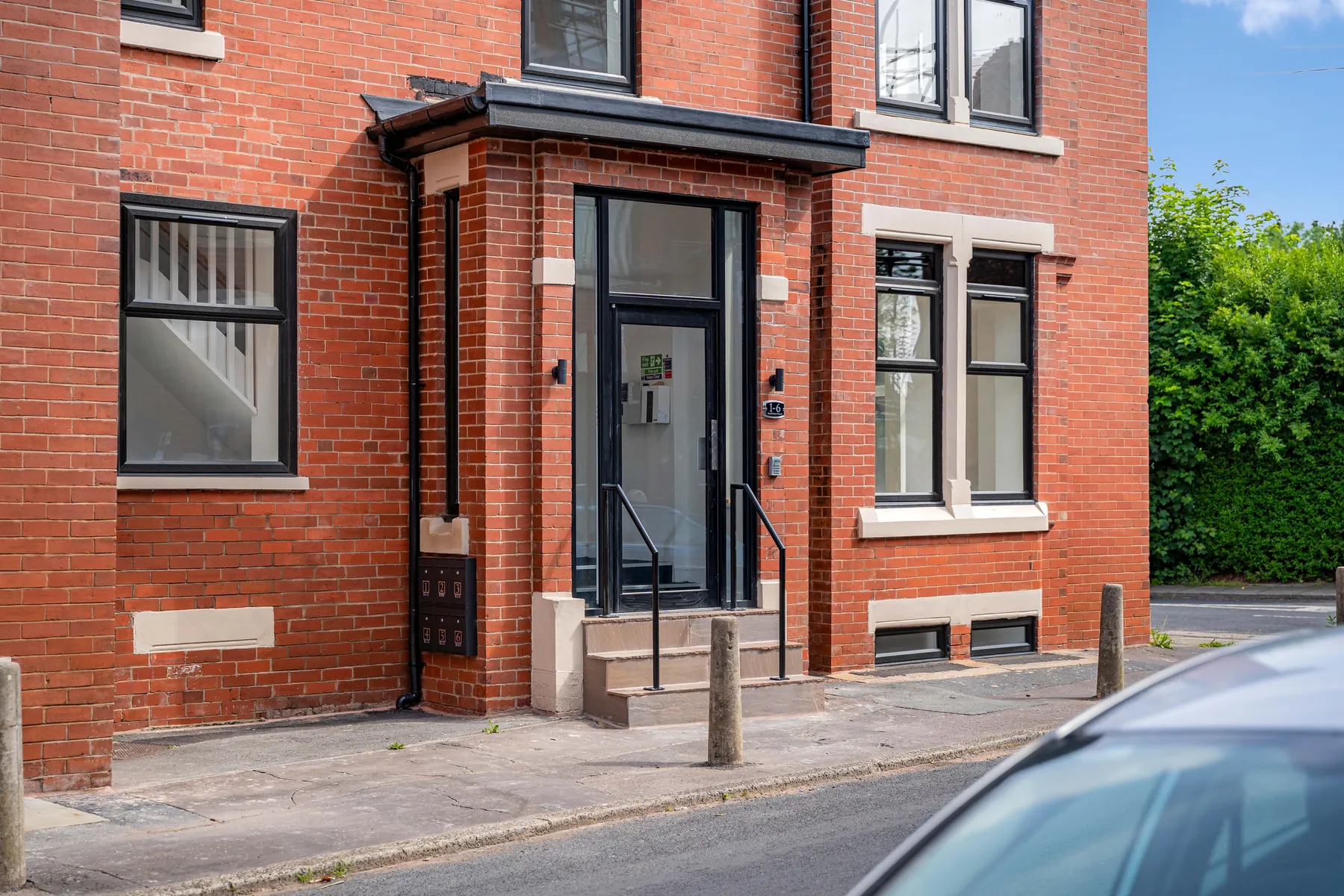 Completed entrance door on a traditional brick property