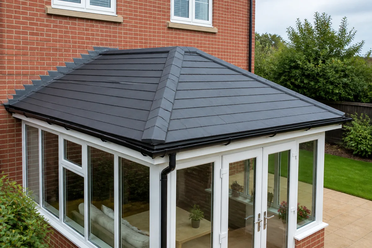 Illustrative lightweight tiled conservatory warm roof