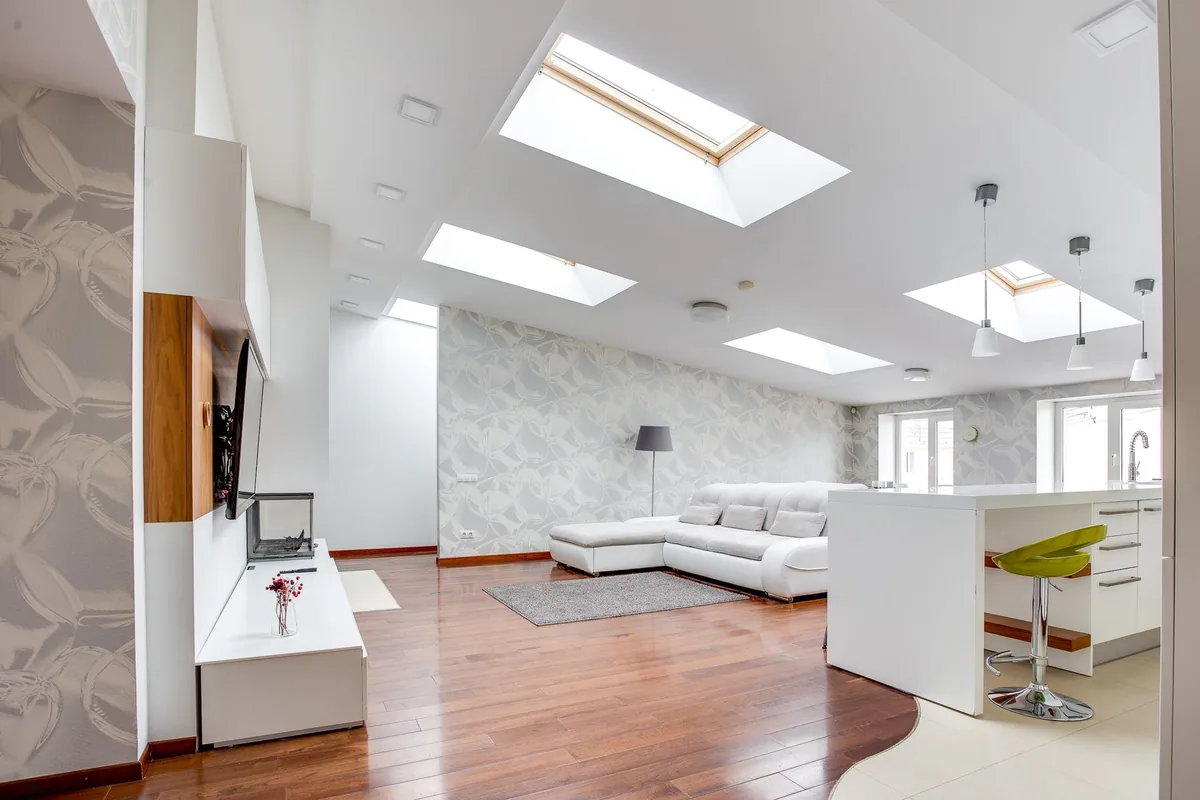 Roof windows bringing natural light into a finished room